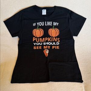 Black Adult Funny Pumpkin Graphic Tee - If You Like My Pumpkins 🎃